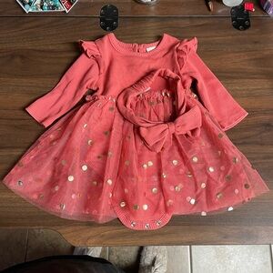 Charming Coral Kids Dress with Headband